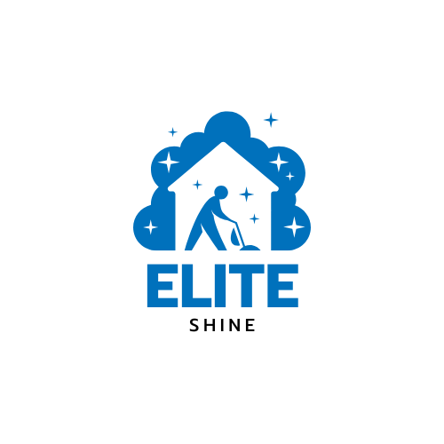 Blue and White Flat Illustrative Cleaning Services Logo